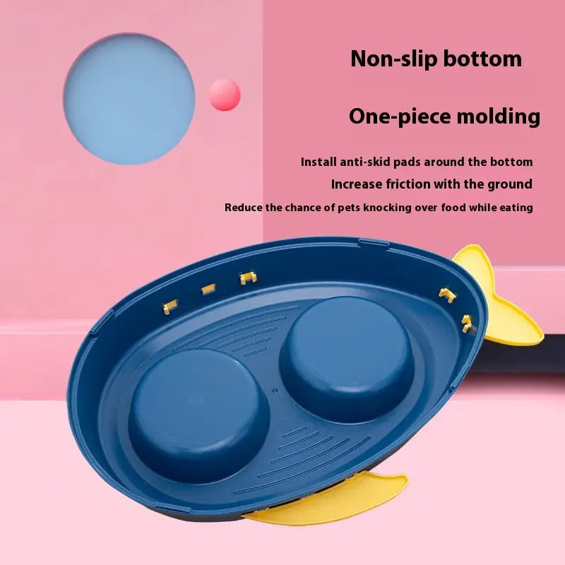 Cute Cartoon Fish-Shaped Double Pet Cat/Dog Bowl_CWMM5231