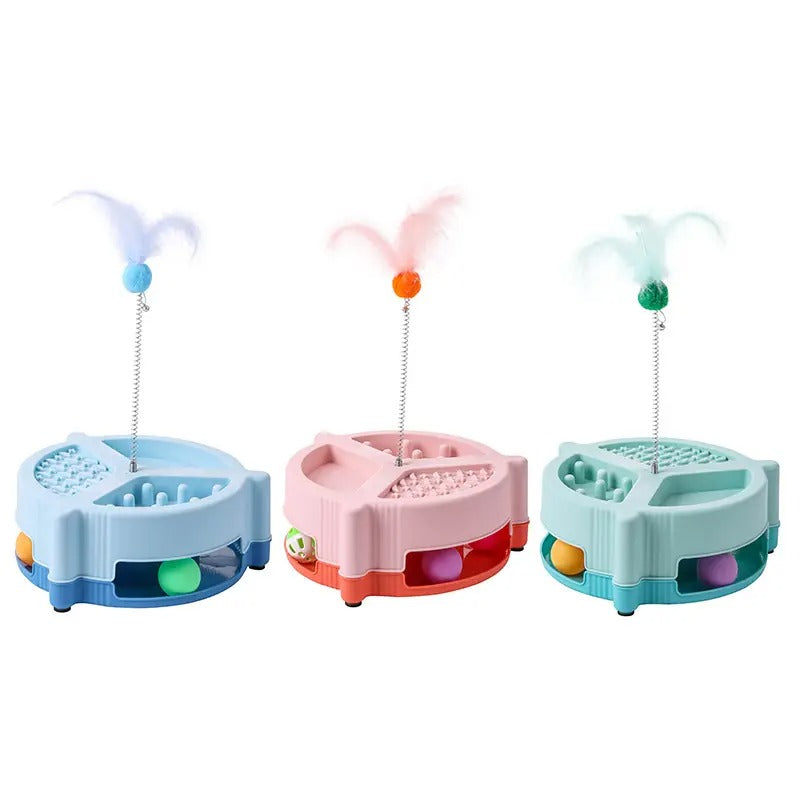 Cat Toy Spin Tray with Water & Food Bowl_CWMM5144
