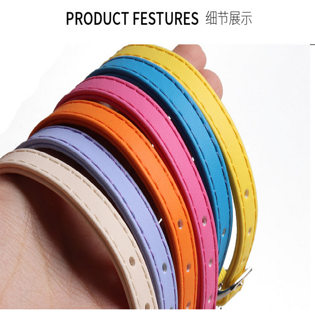 Macaron Color Cat Collar – Soft PU Strap_CWMM7616