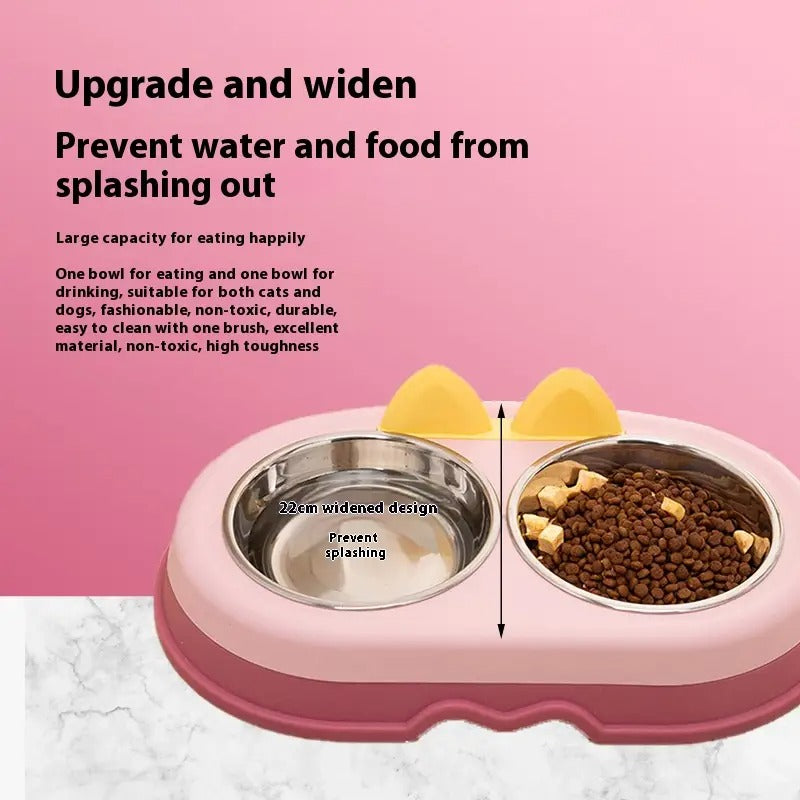 Cartoon Double Pet Bowl With Stainless Steel Bowl_CWMM5177