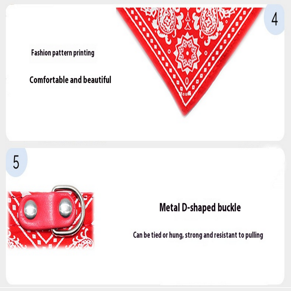 Four-Season PU Dog Collar with Triangle Bandana_CWMM7434