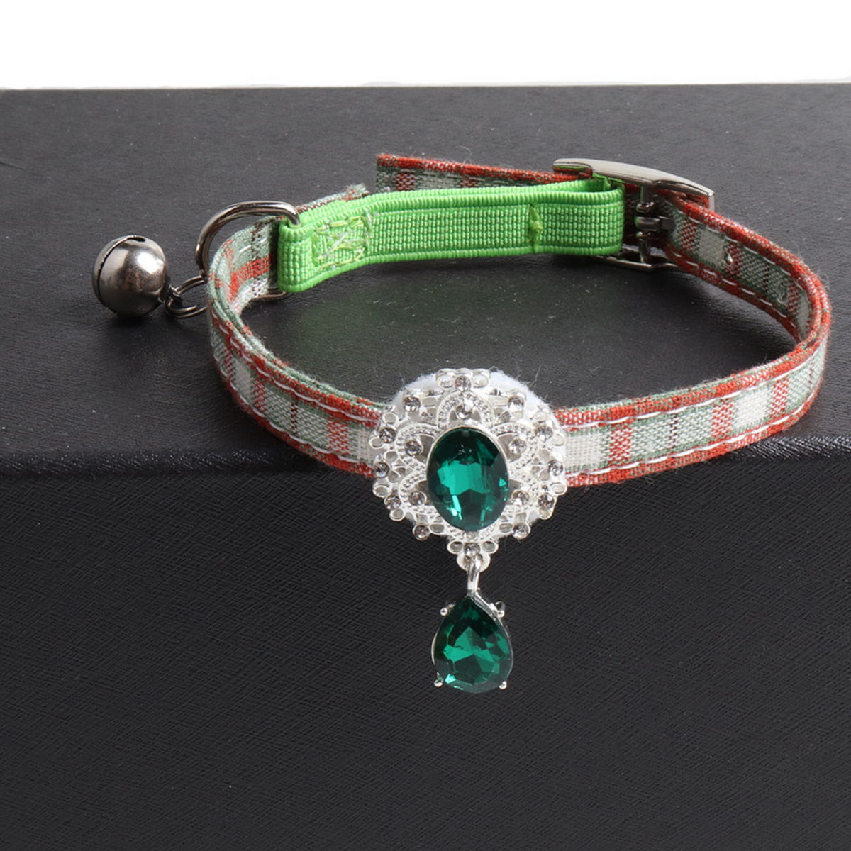 British Style Cat Collar – Gem Buckle & Pendant_CWMM7734