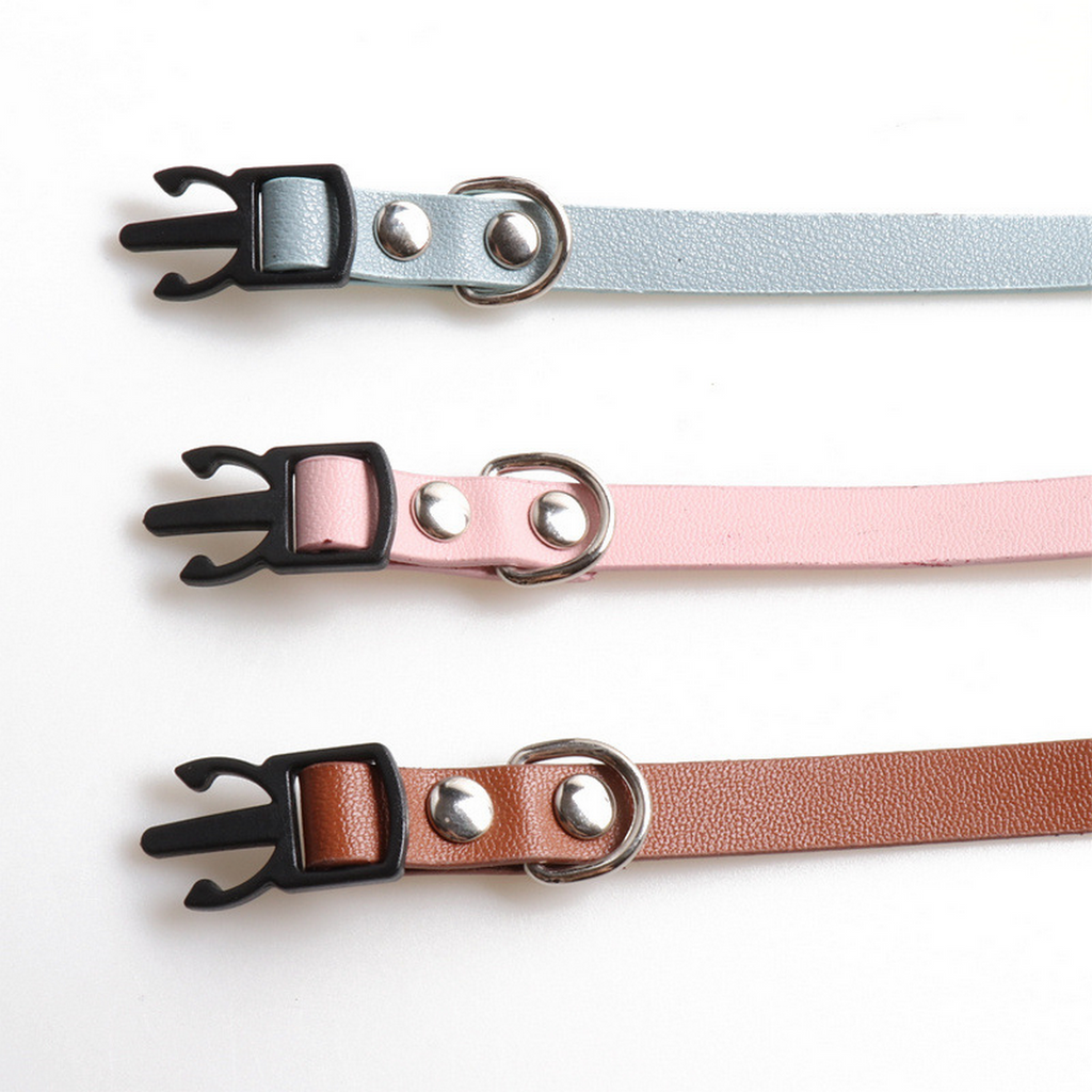 Macaron PU Cat Collar with Rhinestone Fishbone_CWMM7749