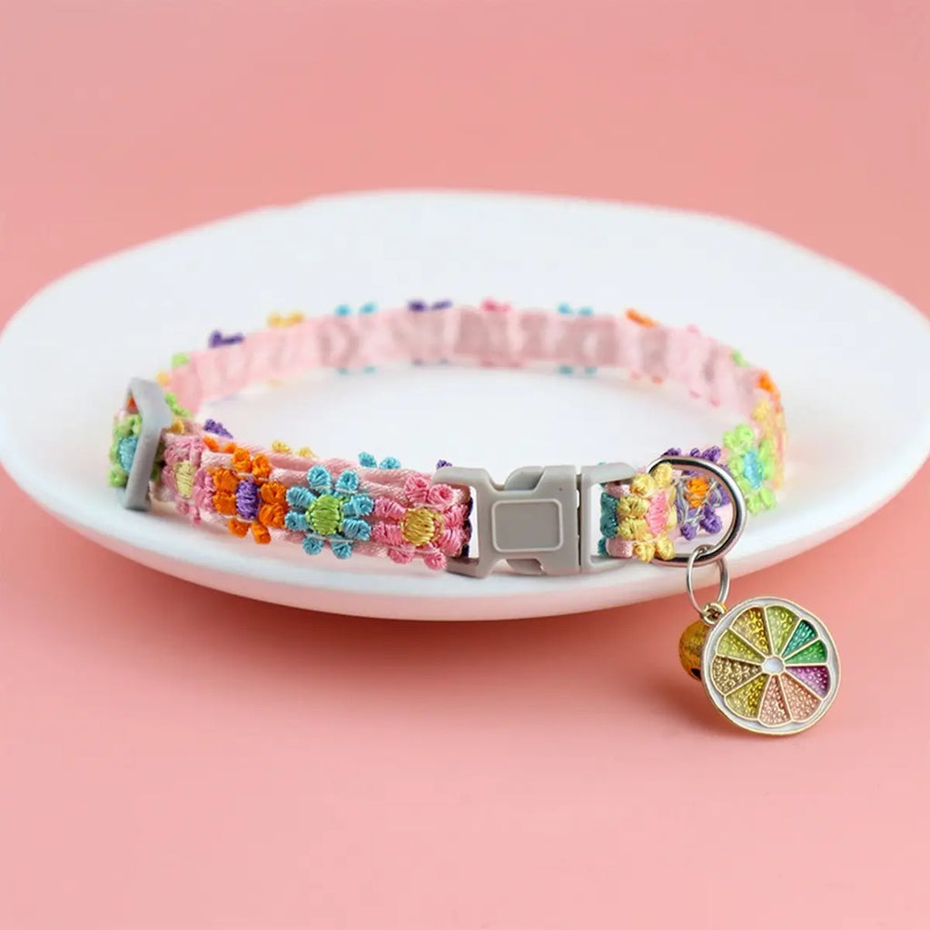 Colorful Lace Pet Collar with Bell for Cats & Dogs_CWMM5963