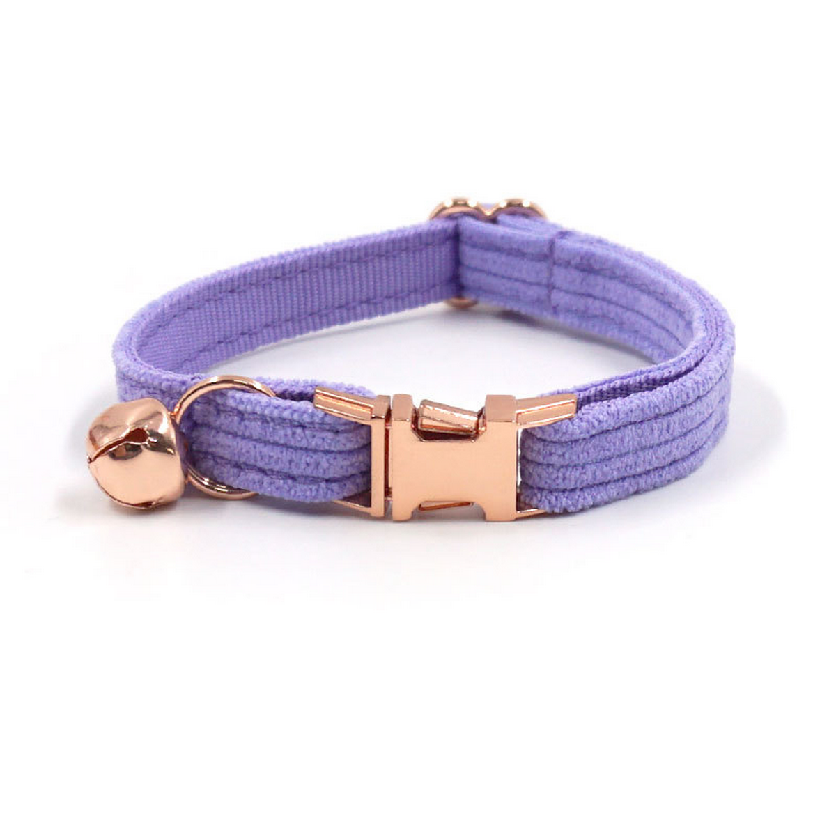 Lilac Corduroy Cat Collar with Bell & Bow_CWMM7081