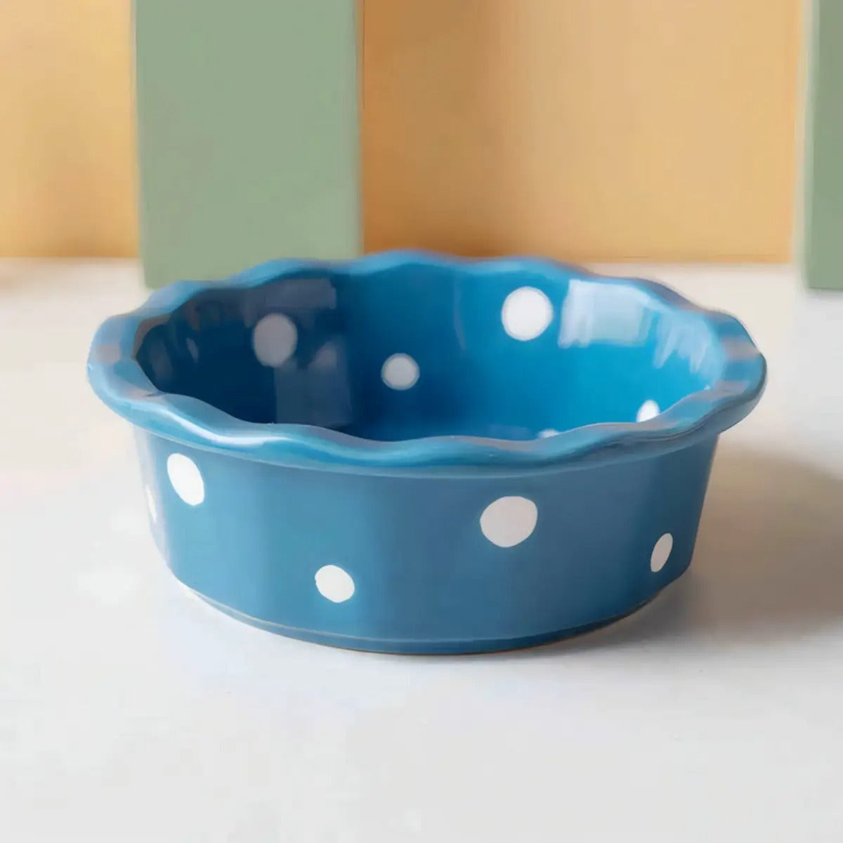 Cute Ceramic Cat Bowl with Polka Dots – Anti-Spill_CWMM7265