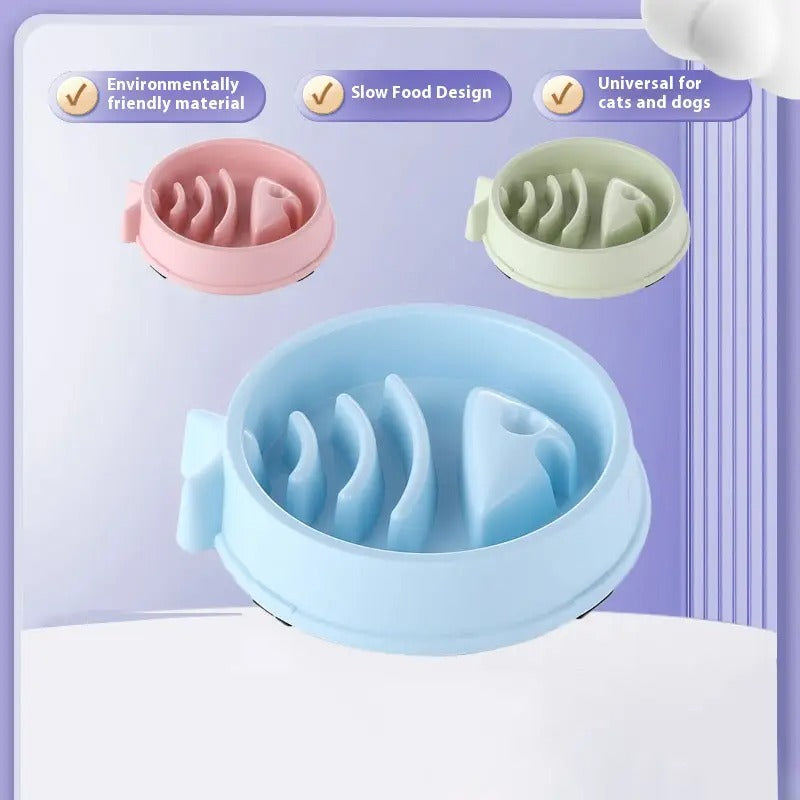 Fishbone Slow Feeder Dog Cat Pet Bowl, Anti-Choke_CWMM5215