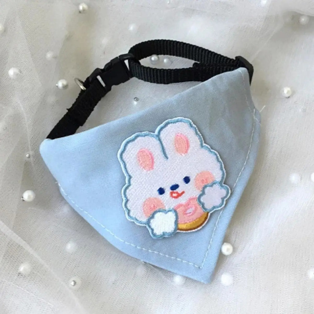 Dog Bandana Bib – Embroidered Bunny Scarf Collar_CWMM7258