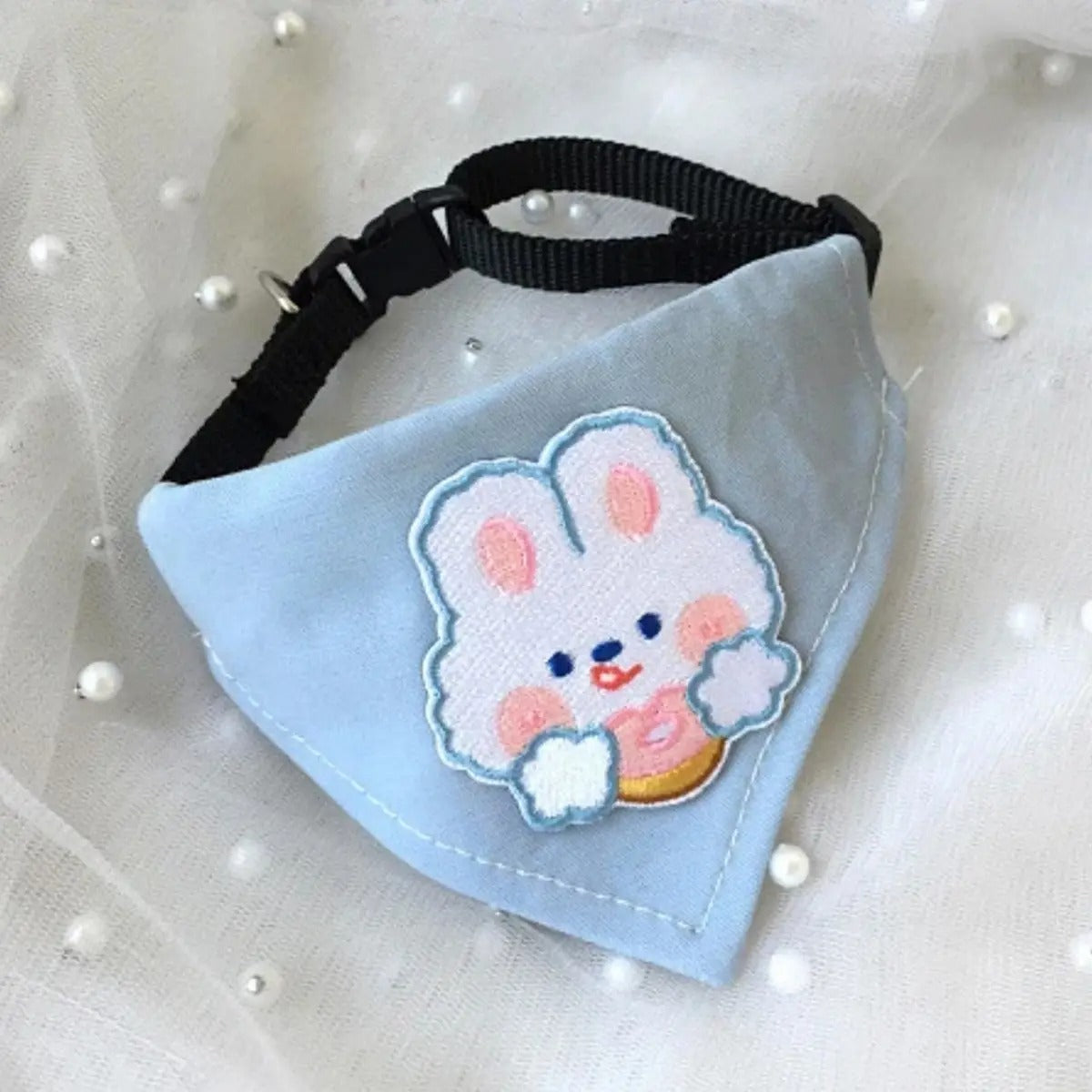 Dog Bandana Bib – Embroidered Bunny Scarf Collar_CWMM7258