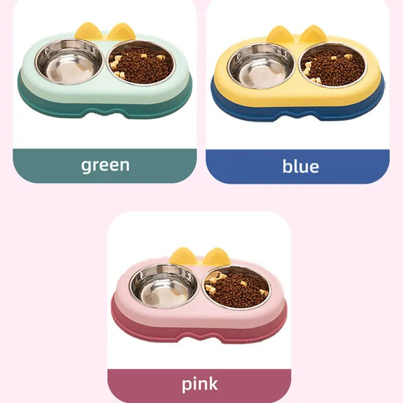 Cartoon Double Pet Bowl With Stainless Steel Bowl_CWMM5177