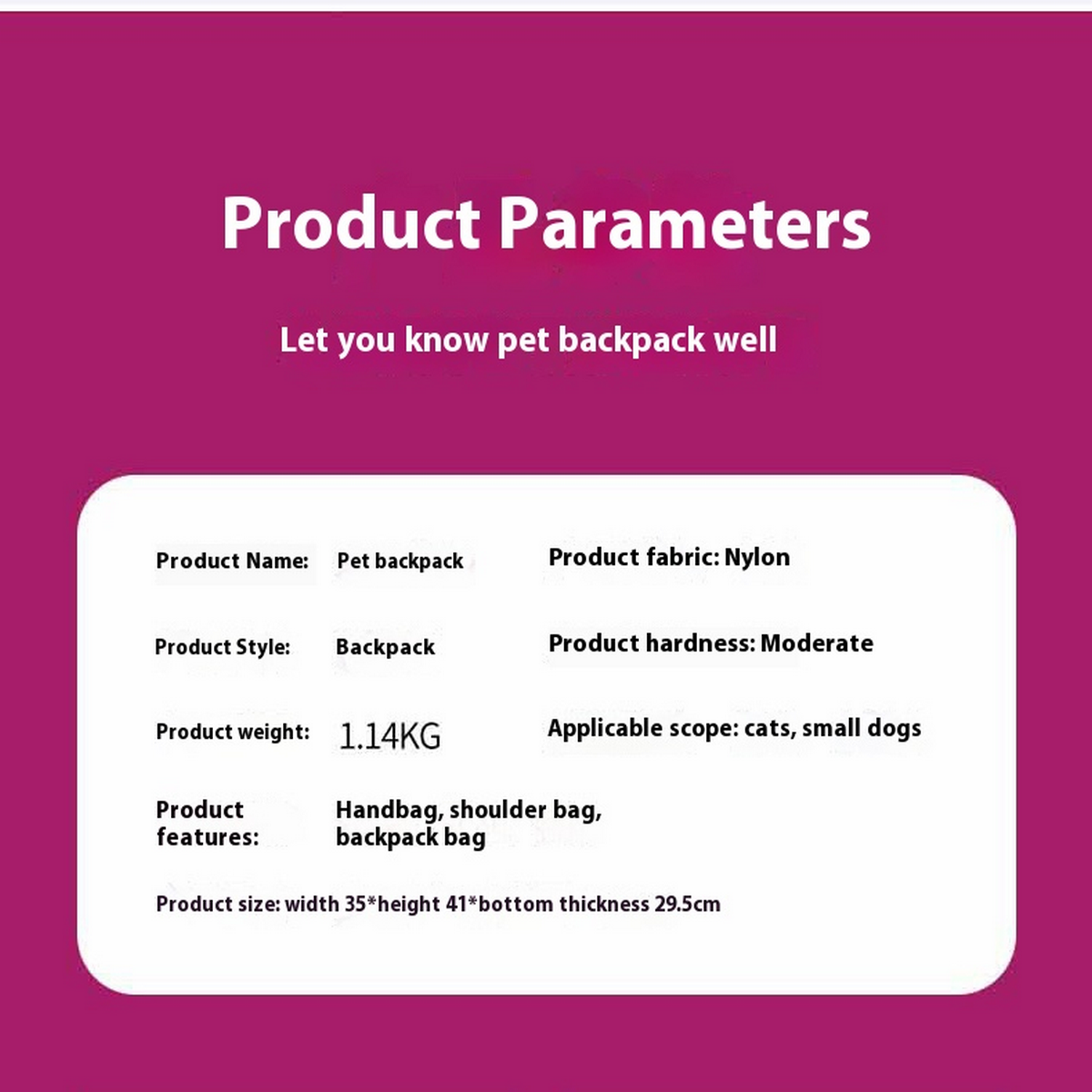 PawChic Solid Color Pet Backpack_CWMM6858