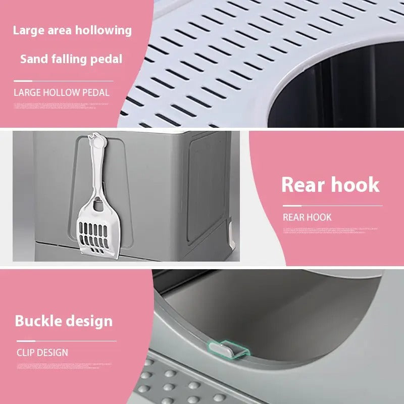 Enclosed Top-Entry Cat Litter Box with Drawer_CWMM5233