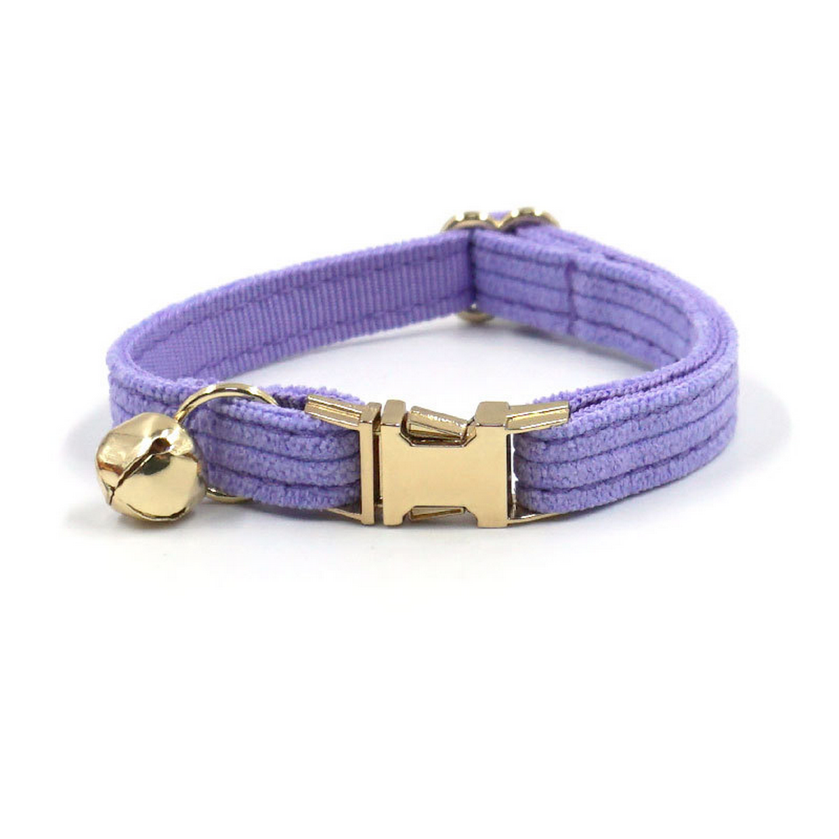 Lilac Corduroy Cat Collar with Bell & Bow_CWMM7081
