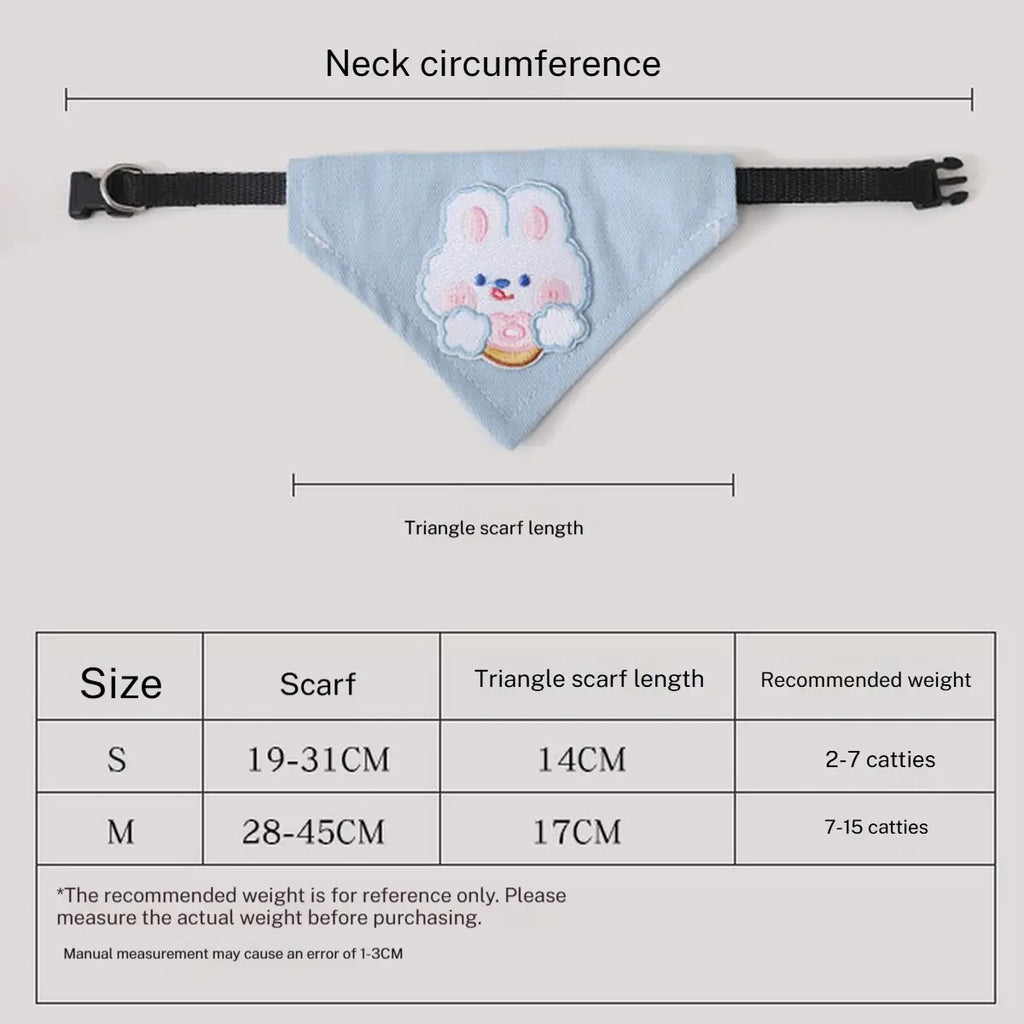Dog Bandana Bib – Embroidered Bunny Scarf Collar_CWMM7258