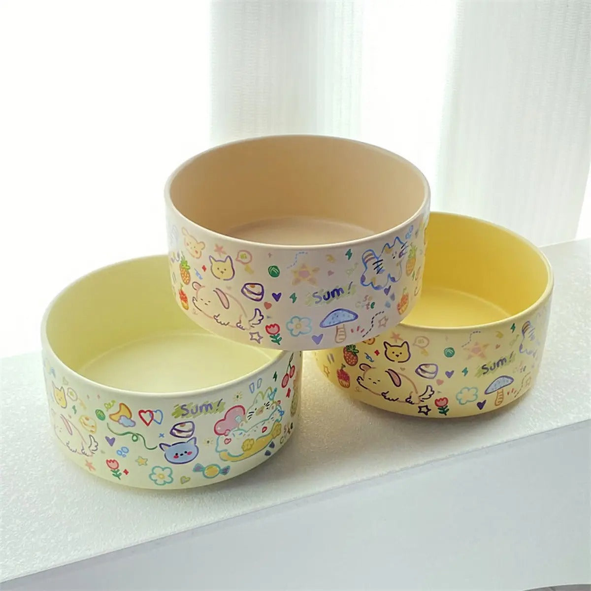 Cartoon Ceramic Pet Food & Water Bowl_CWMM5932