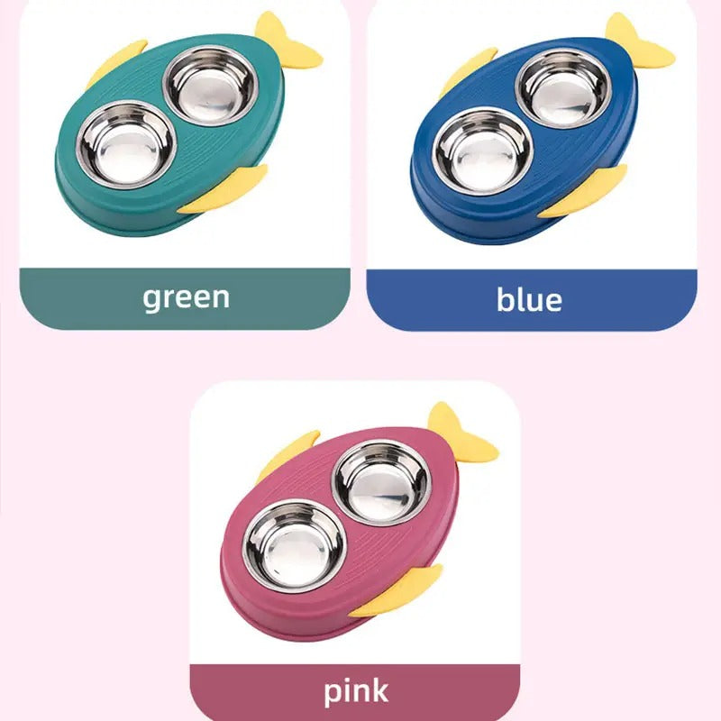 Cute Cartoon Fish-Shaped Double Pet Cat/Dog Bowl_CWMM5231