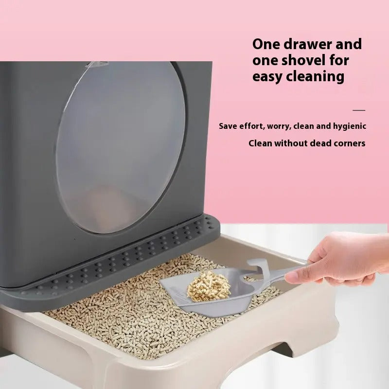 Enclosed Top-Entry Cat Litter Box with Drawer_CWMM5233