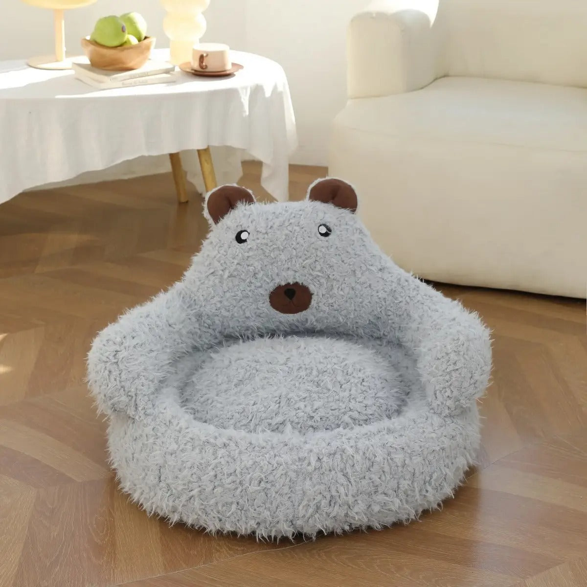 Alpaca Plush Pet Bed, Non-slip, With Backrest_CWMM5267