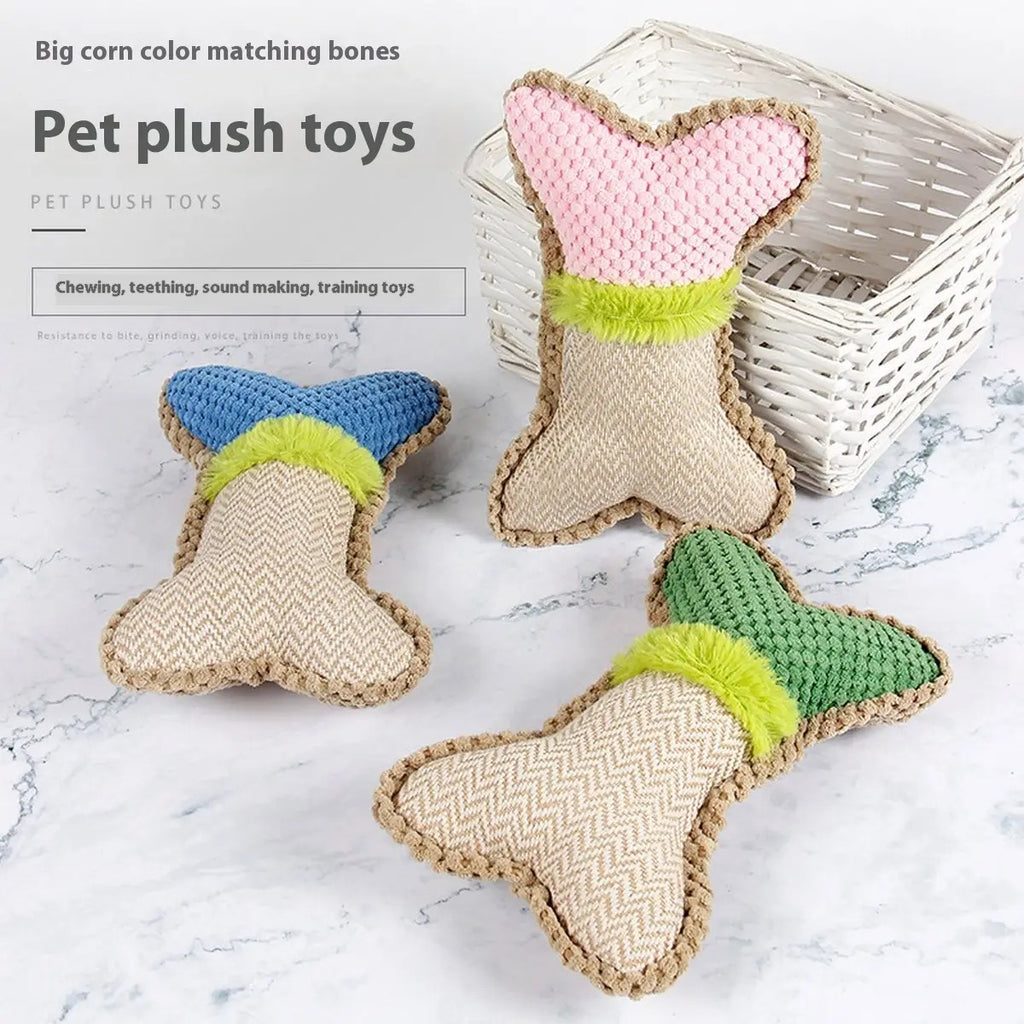 Corn Plush Bone Toy, Squeaky Chew Toy for Pets_CWMM5499