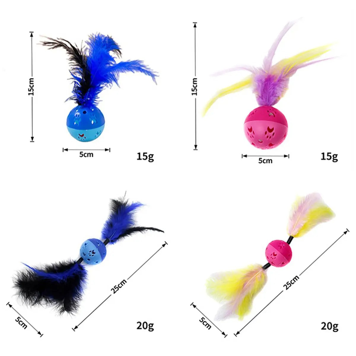 Cat Toy Balls with Feathers and Bell Paw Prints_CWMM6803