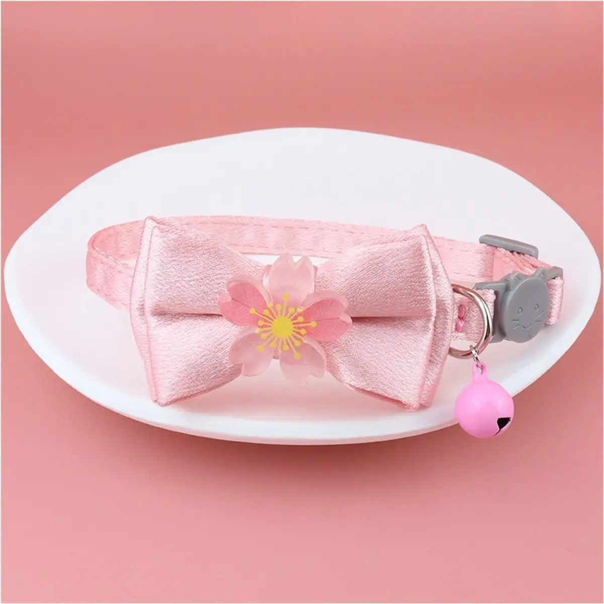 Cute bow pearl pet collar (with charm and bell)_CWASC2516