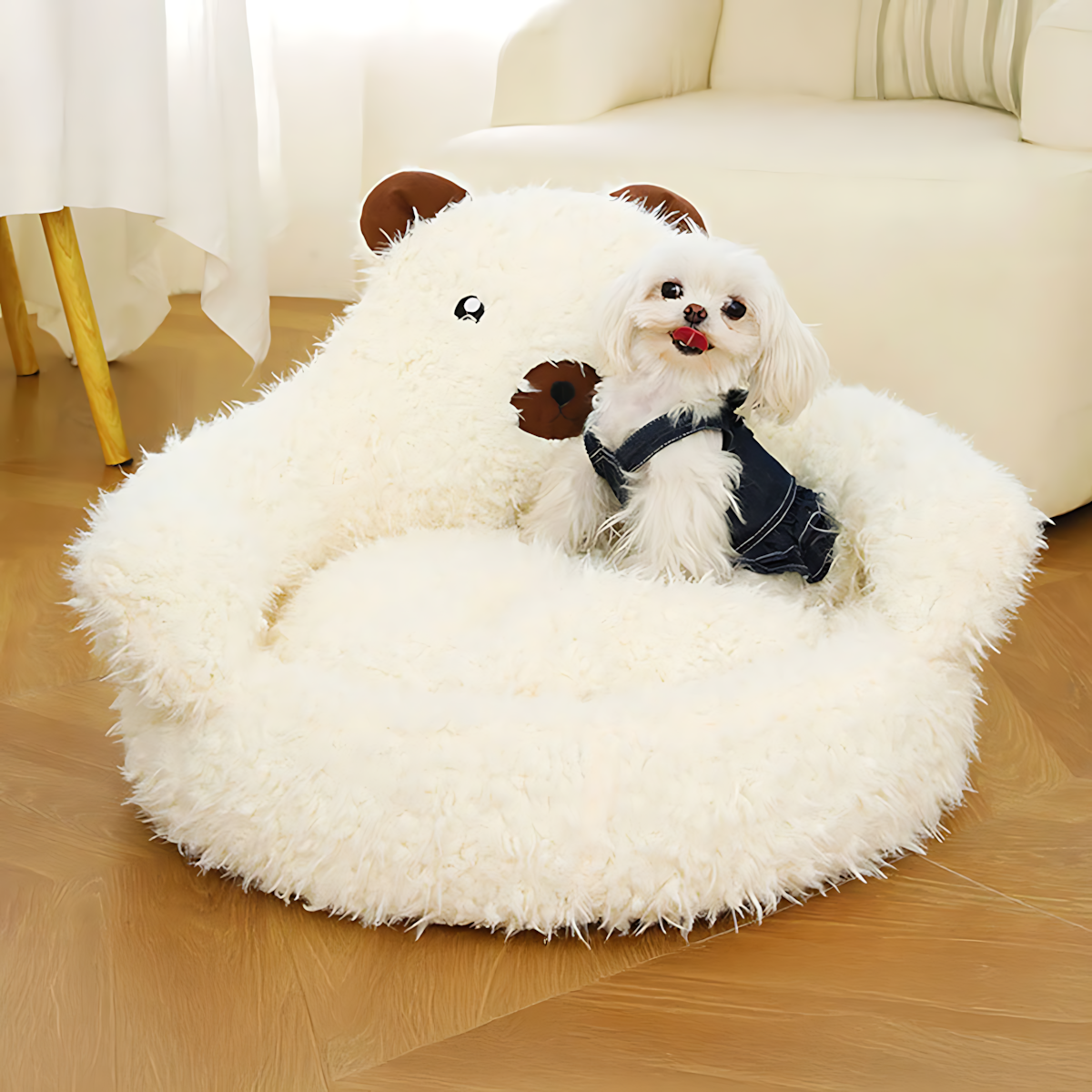 Alpaca Plush Pet Bed, Non-slip, With Backrest_CWMM5267