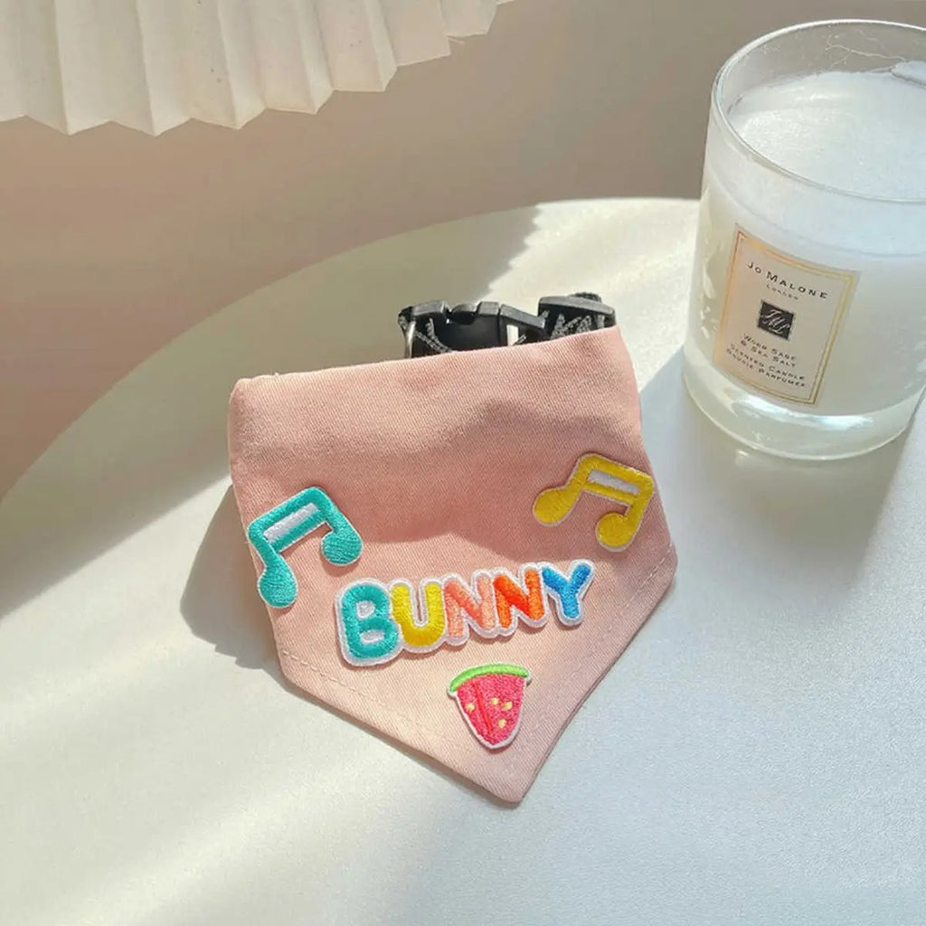 Dog Bandana Bib – Embroidered Bunny Scarf Collar_CWMM7258