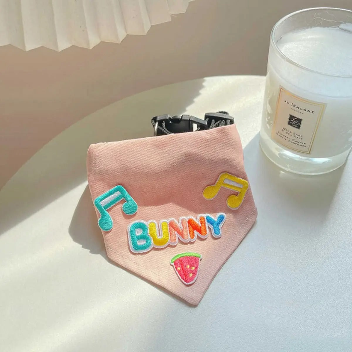 Dog Bandana Bib – Embroidered Bunny Scarf Collar_CWMM7258