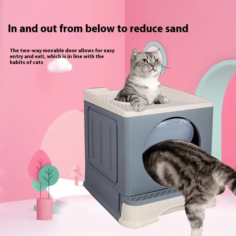 Enclosed Top-Entry Cat Litter Box with Drawer_CWMM5233