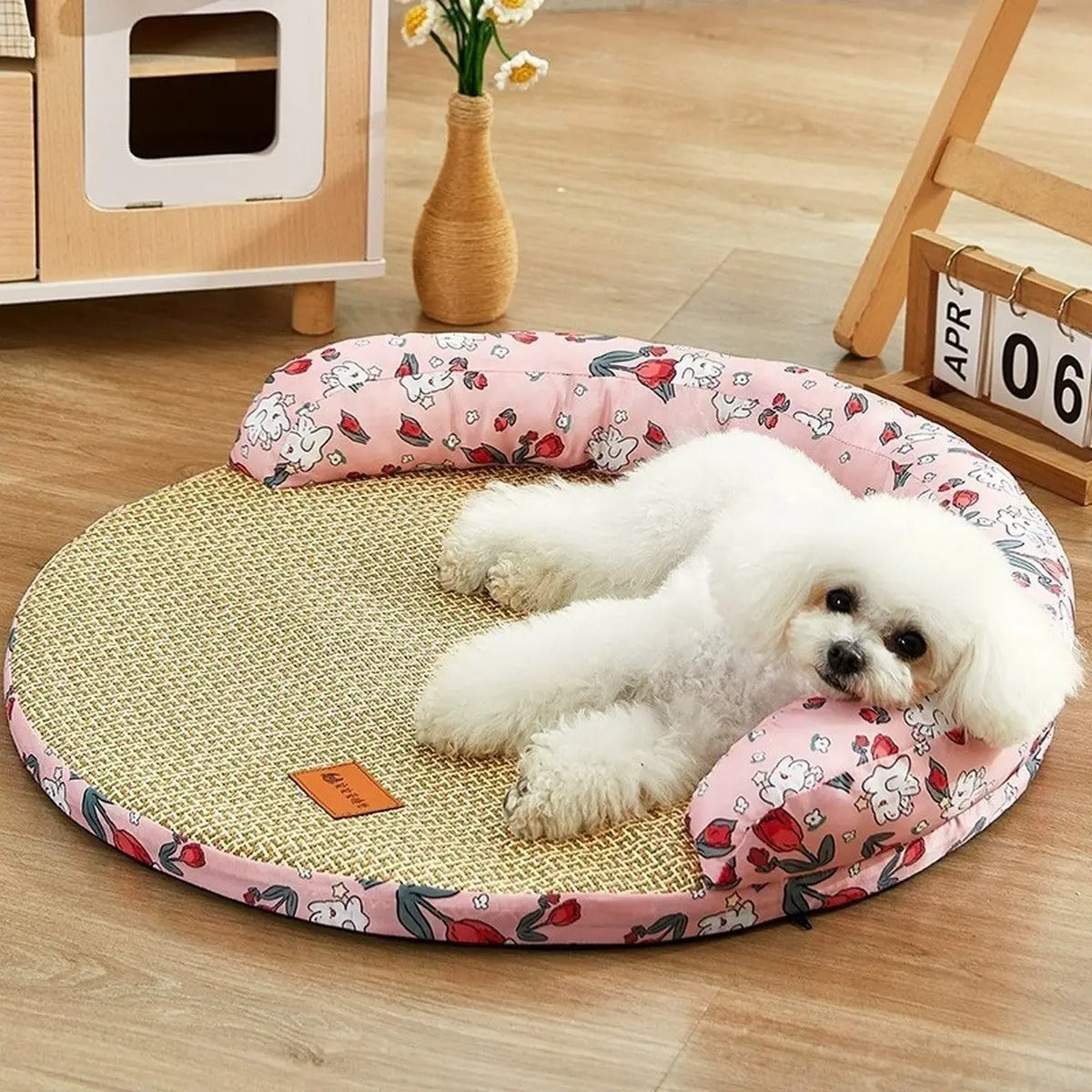 Bamboo Pet Mat Bed for Summer, Removable Cover_CWMM7027