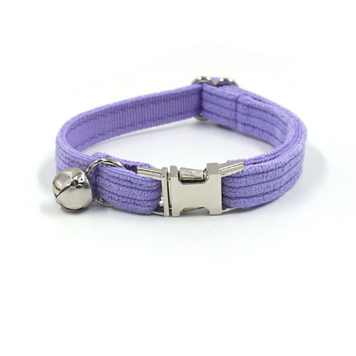 Lilac Corduroy Cat Collar with Bell & Bow_CWMM7081
