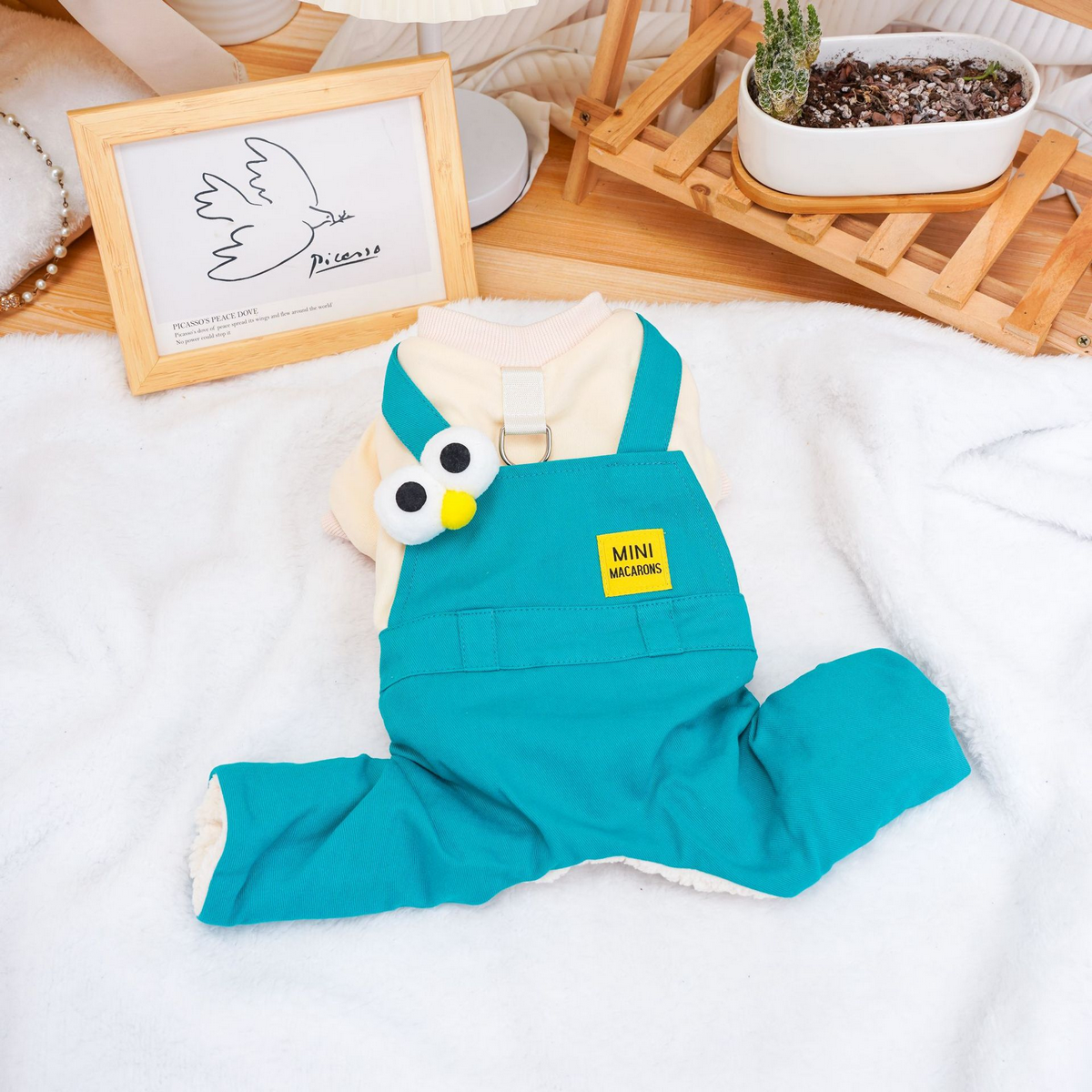 Denim Layered Pet Coat – 4-Leg Padded Jacket_CWMM7346