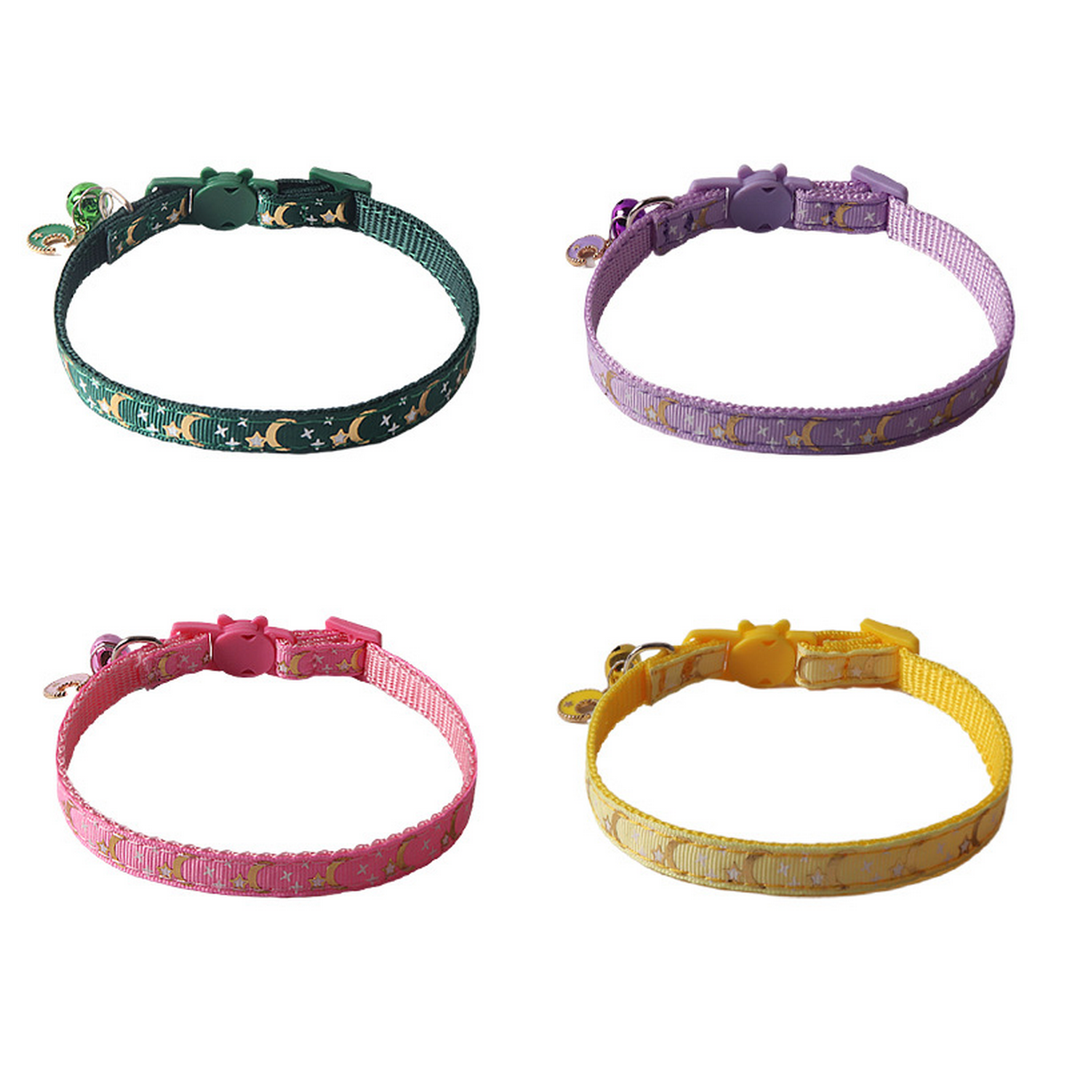 Moon & Stars Cat Collar – Gold Foil & Bell_CWMM7619