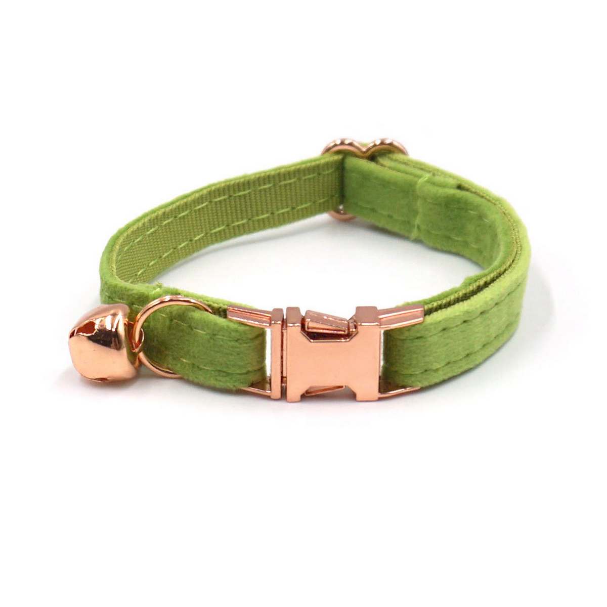 Matcha Green Velvet Cat Collar with Bell & Bow_CWMM7098