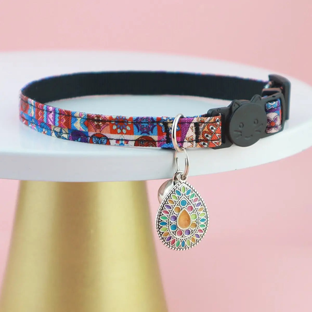 Boho AirTag Pet Collar with Retro Charm_CWMM5970