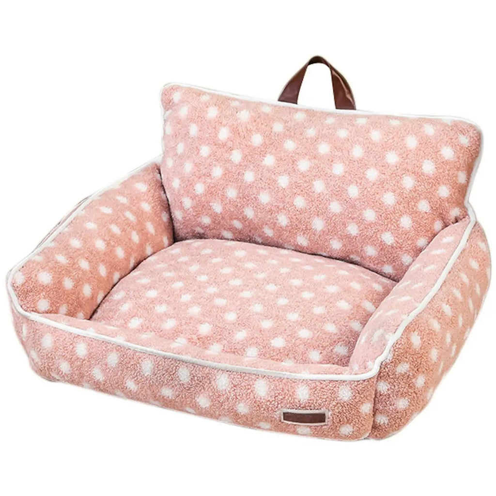 Cozy Polka Dot Fleece Pet Bed with Handle_CWMM5283