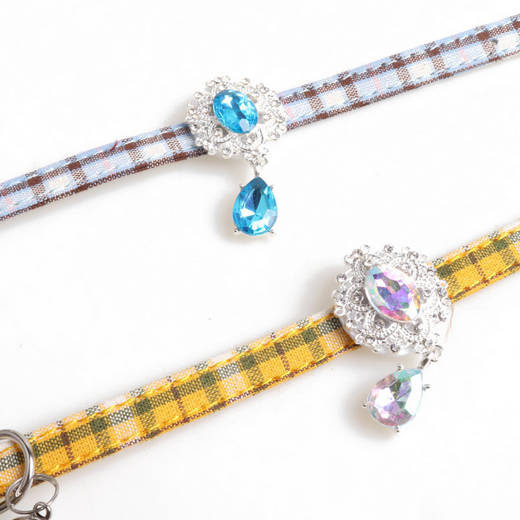 British Style Cat Collar – Gem Buckle & Pendant_CWMM7734