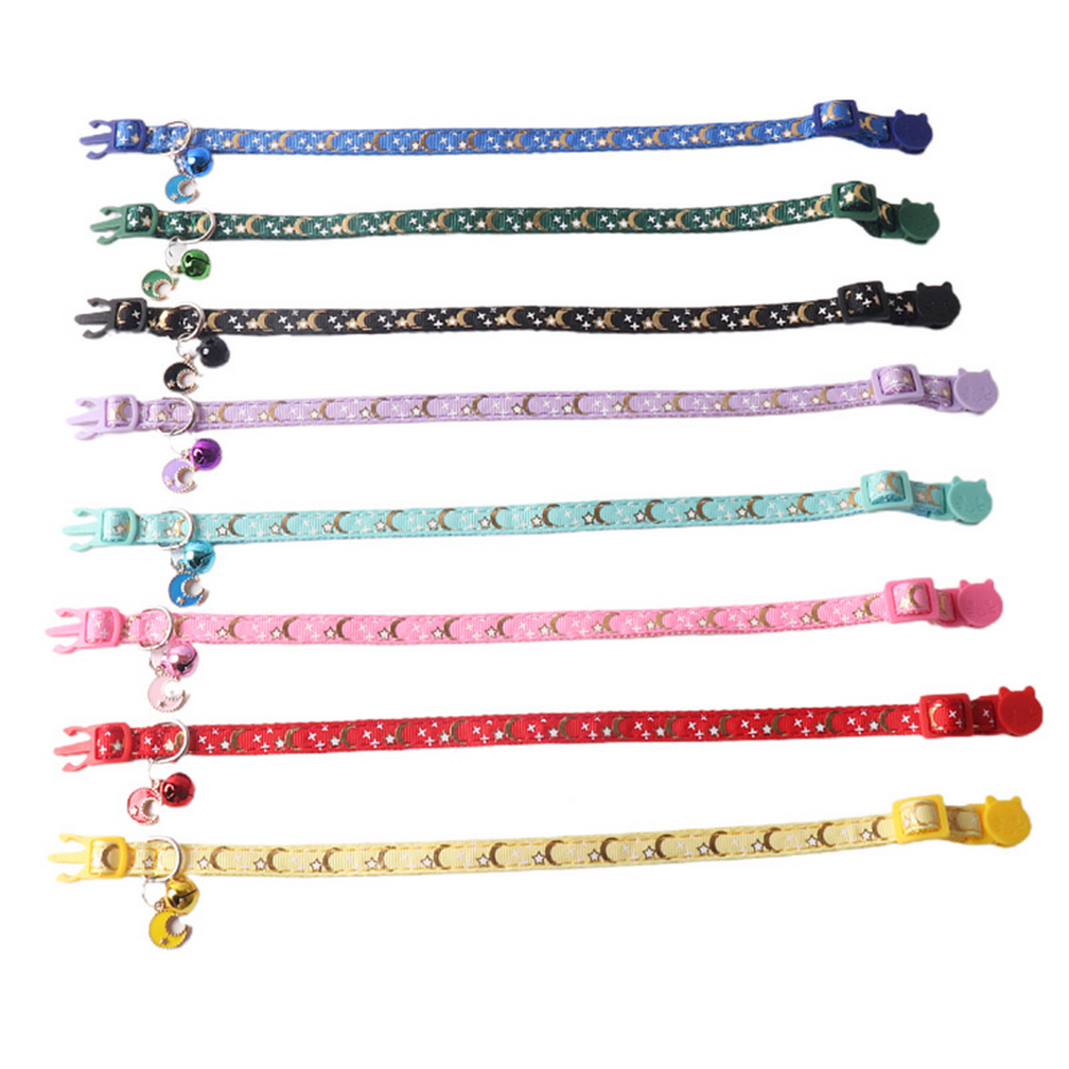 Moon & Stars Cat Collar – Gold Foil & Bell_CWMM7619