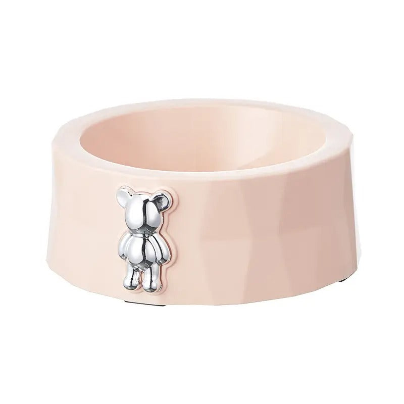 Bear Ornament Pet Bowl With Stainless Steel Bowl_CWMM5158