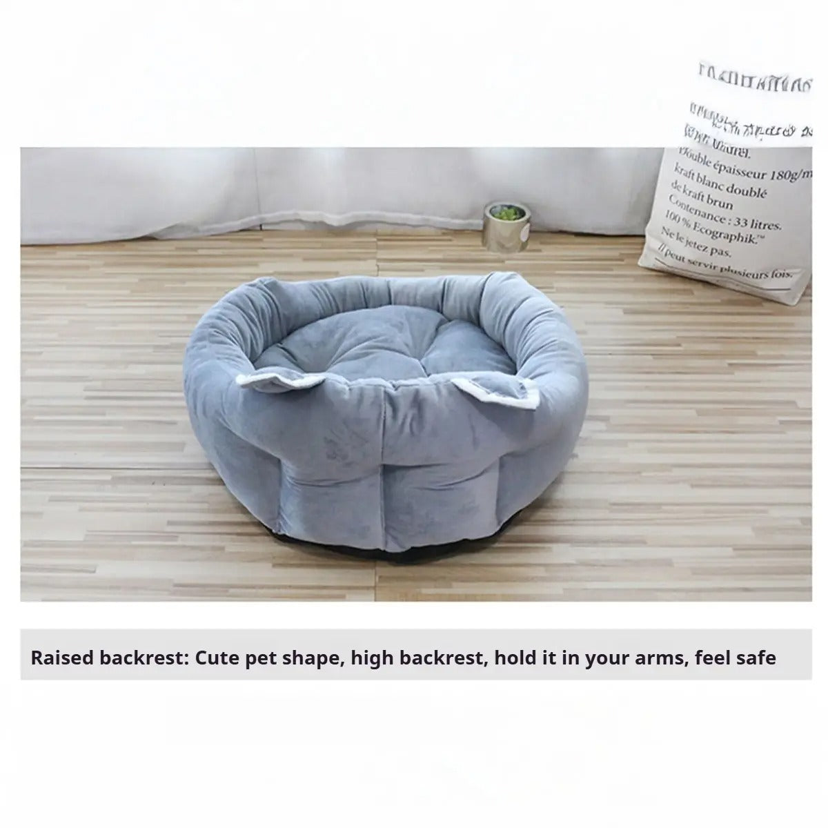 Cartoon Pet Bed Thick Plush High Back Dog Cat Nest_CWMM6455