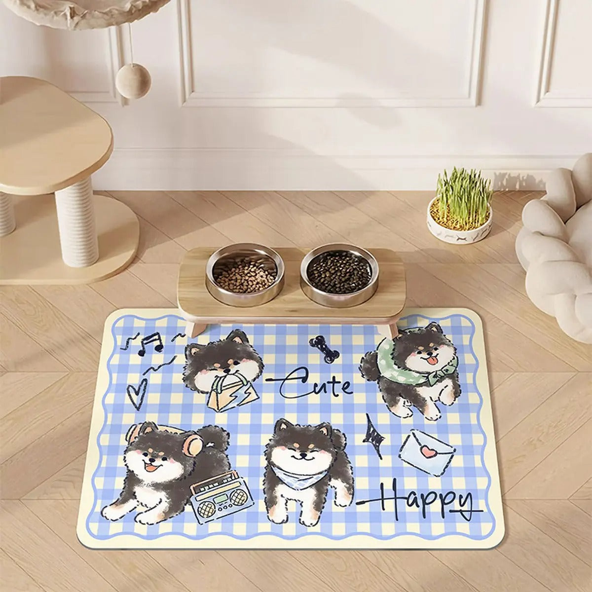 Cartoon Pet Feeding Mat – Non-Slip & Easy Clea_CWMM6078