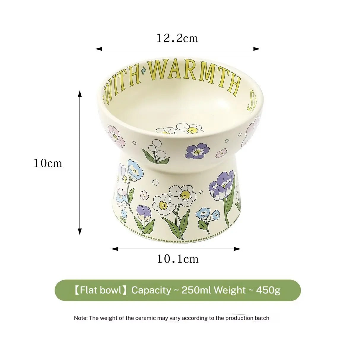 Green Bunny Cat Bowl, Anti-Tip Ceramic Pet Feeder_CWMM5931