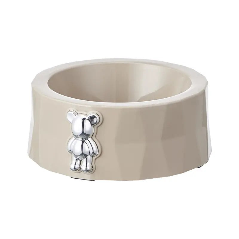 Bear Ornament Pet Bowl With Stainless Steel Bowl_CWMM5158