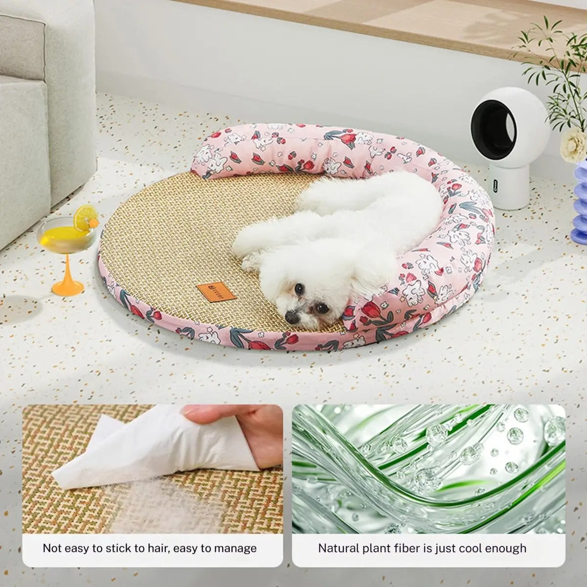 Bamboo Pet Mat Bed for Summer, Removable Cover_CWMM7027