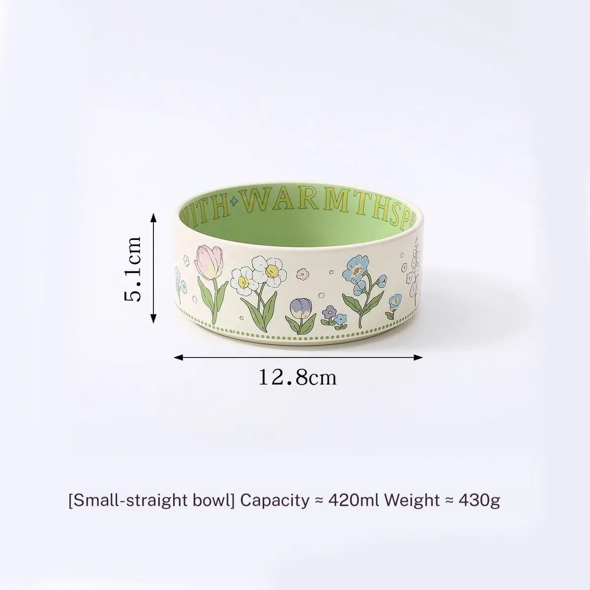 Green Bunny Cat Bowl, Anti-Tip Ceramic Pet Feeder_CWMM5931
