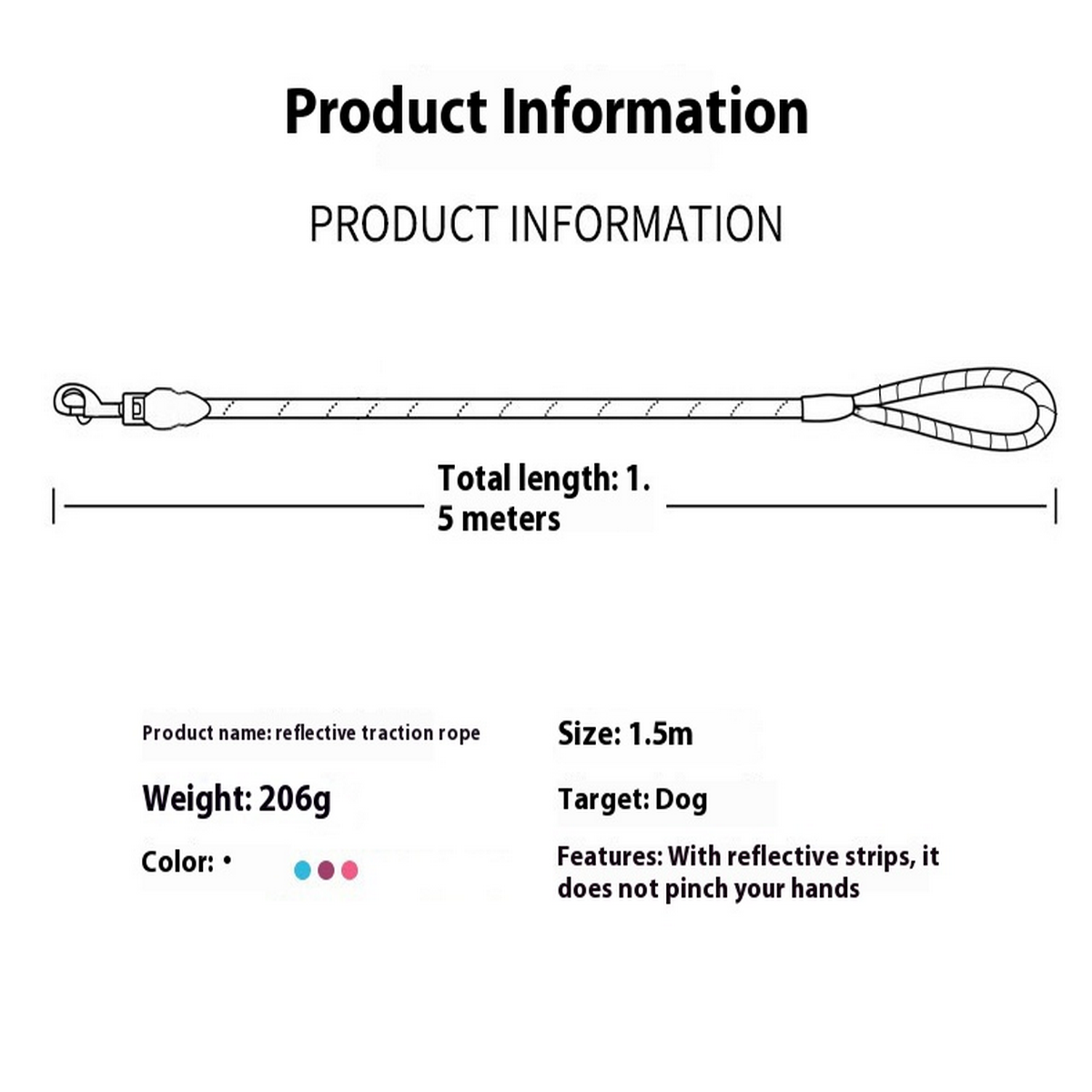Anti-Choke Reflective Dog Leash for Large Dogs_CWMM7444