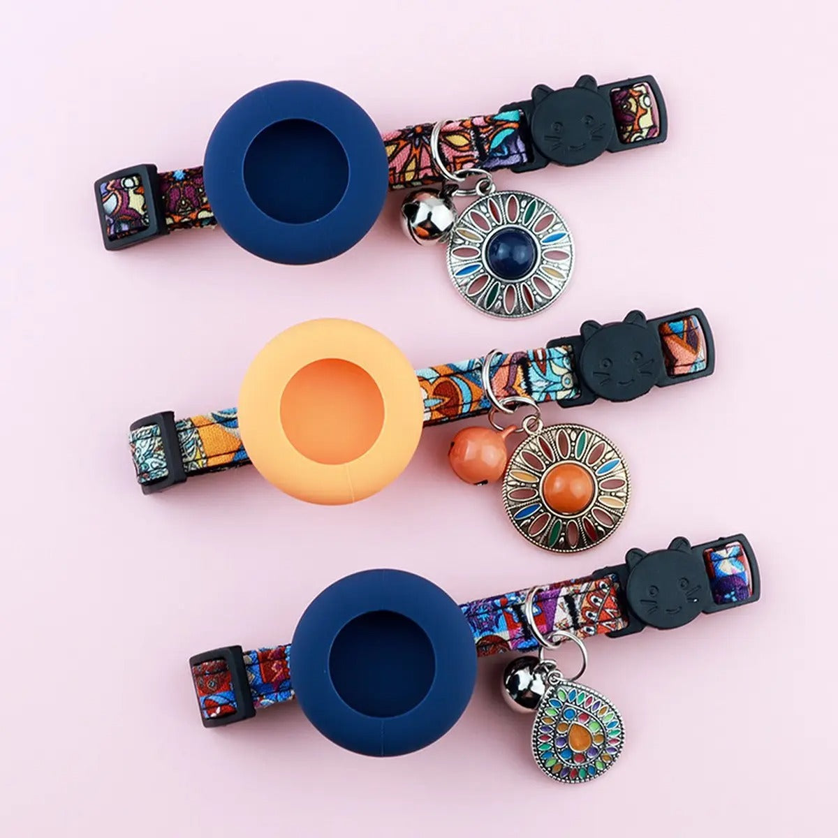 Boho AirTag Pet Collar with Retro Charm_CWMM5970