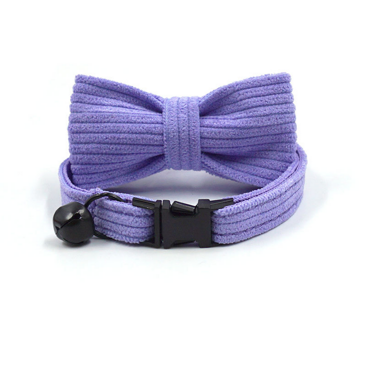 Lilac Corduroy Cat Collar with Bell & Bow_CWMM7081
