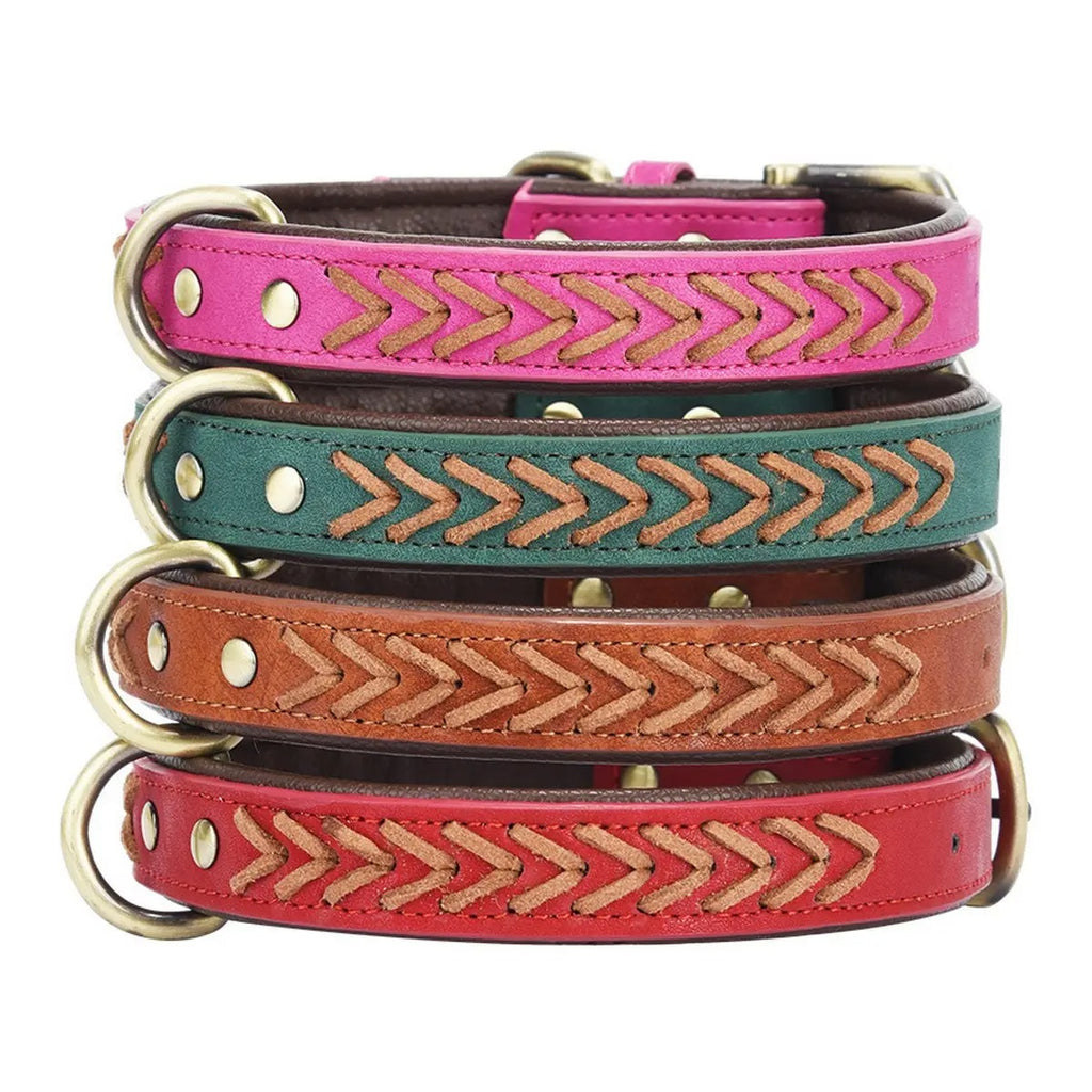 Durable Handcrafted Leather Pet Collar for  Dogs_CWMM5982