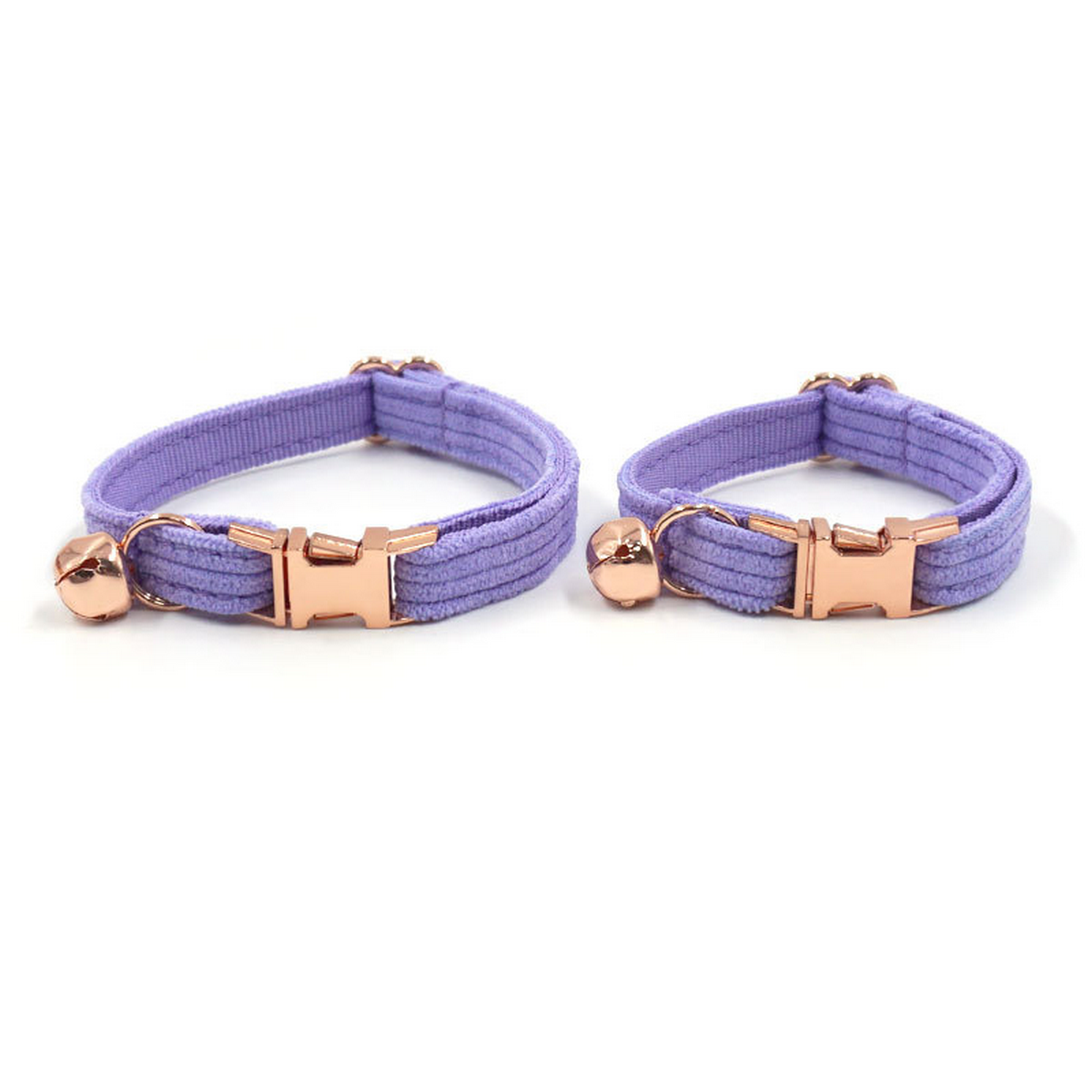 Lilac Corduroy Cat Collar with Bell & Bow_CWMM7081